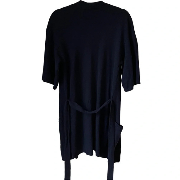 VINCE navy blue 100% cashmere long belted short‎  sleeve cardigan - Picture 3 of 7